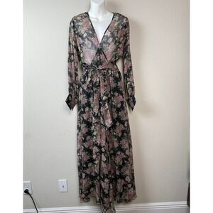 Spy Zone Exchange Floral Maxi Dress Women S Black Pink Sheer Romantic Whimsigoth